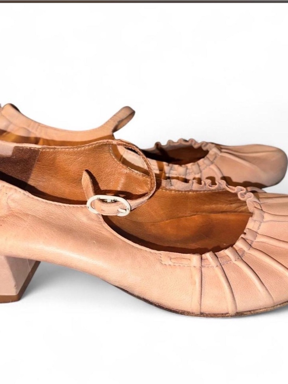 Chie Mihara pale pink leather Mary Jane pumps